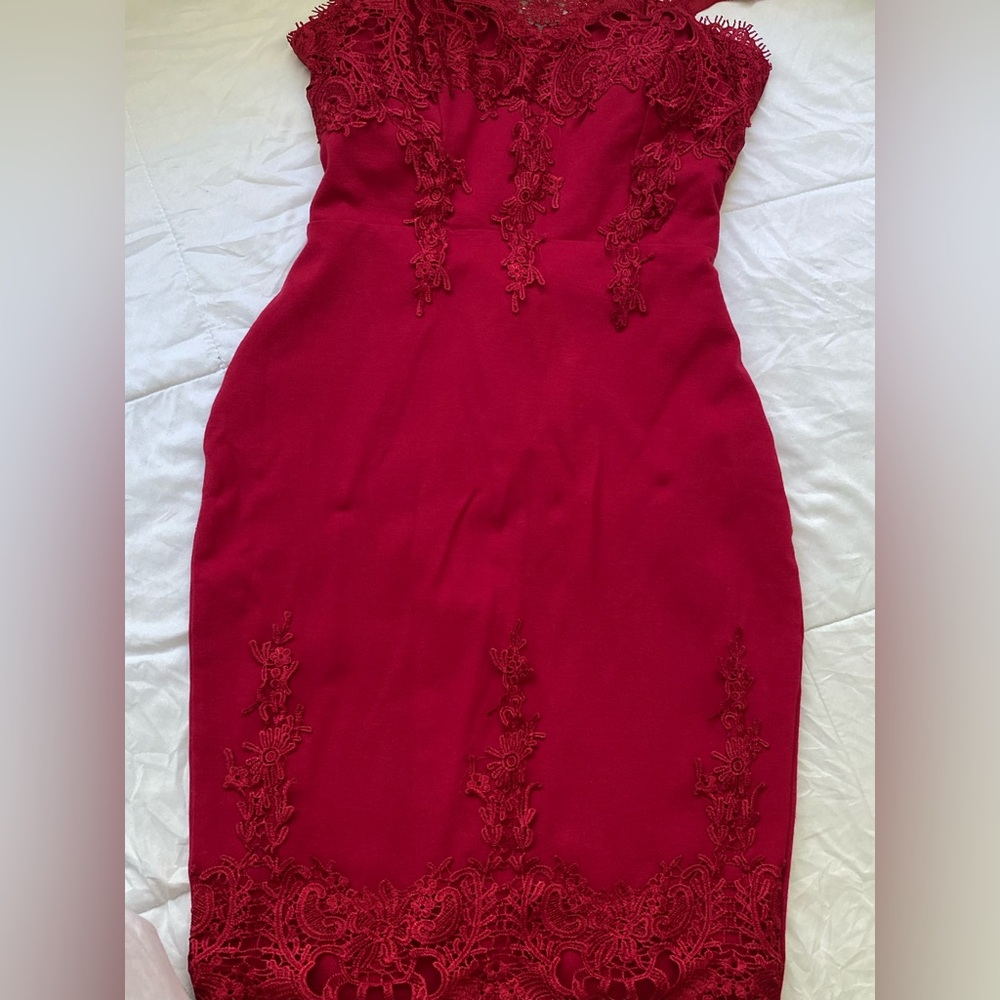 Haute Monde Red Strapless Sheath Cocktail Dress